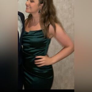 Elegant Green Satin Dress